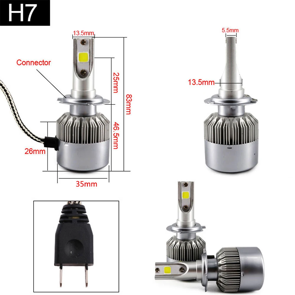 2 шт. Сверхъяркие Светодиодные лампы COB H1 C6 H4 9005 H7 9006 H3 72 Вт Вт|lamp bulb|light lamplamp light bulb |
