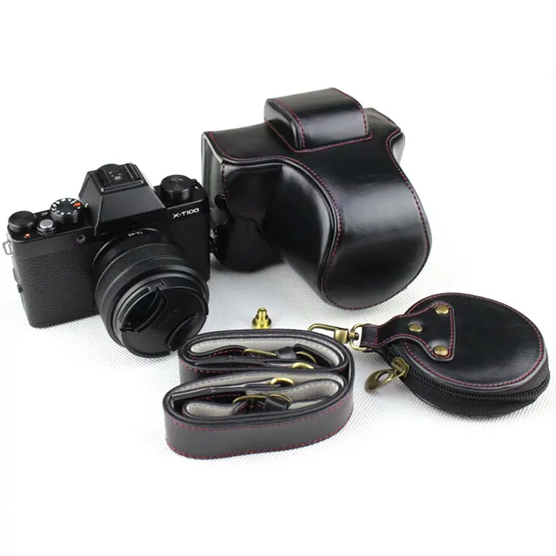 Роскошный кожаный чехол для фотоаппарата Fujifilm X T100 Fuji XT100 полиуретановая сумка на