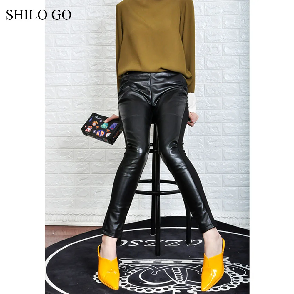 Женские кожаные брюки SHILO GO летние модные из натуральной овчины с высокой талией
