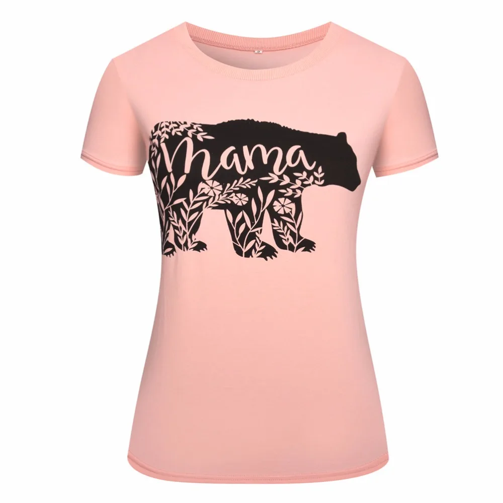 Цветочная Футболка с принтом Мама и Медведь подарок на день матери хлопковые