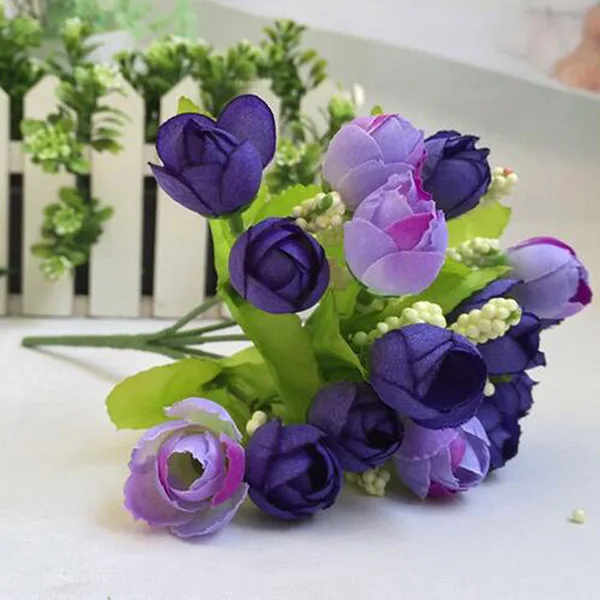 Букет с 15 головками из искусственной розы 1 букет искусственные цветы лист