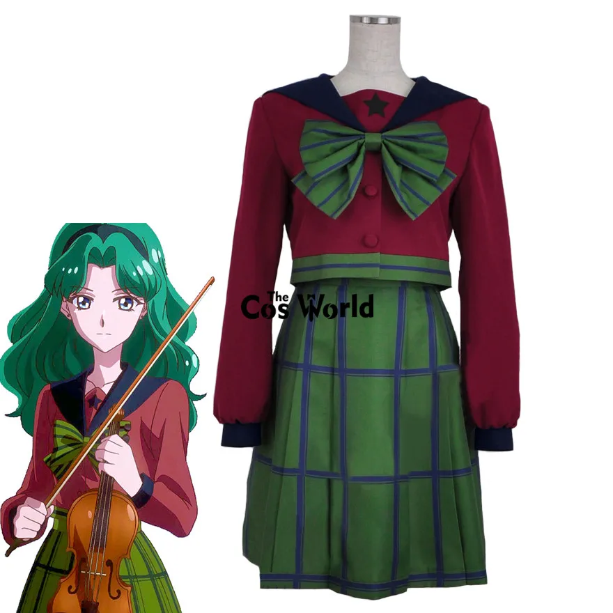Kaiou Michiru матросский костюм Школьная форма Топы платье наряд Аниме косплей