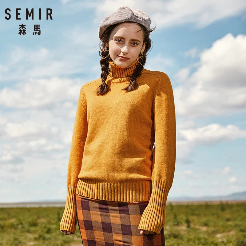 Женский кашемировый свитер SEMIR трикотажный пуловер с высоким воротником