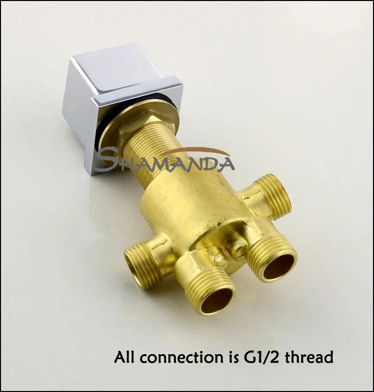 Free Shipping-Bathroom Solid Brass Chrome Finishing 5 Holes Square Bathtub Faucet Pieces Mixer-wholesale-2437 | Обустройство дома