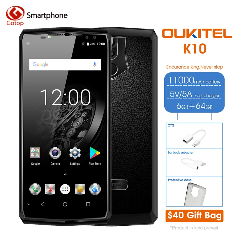 Oukitel K10 MTK6763 четыре ядра 11000 мАч смартфон Android 7 0 4 камеры мобильный телефон 6 ram 64G rom