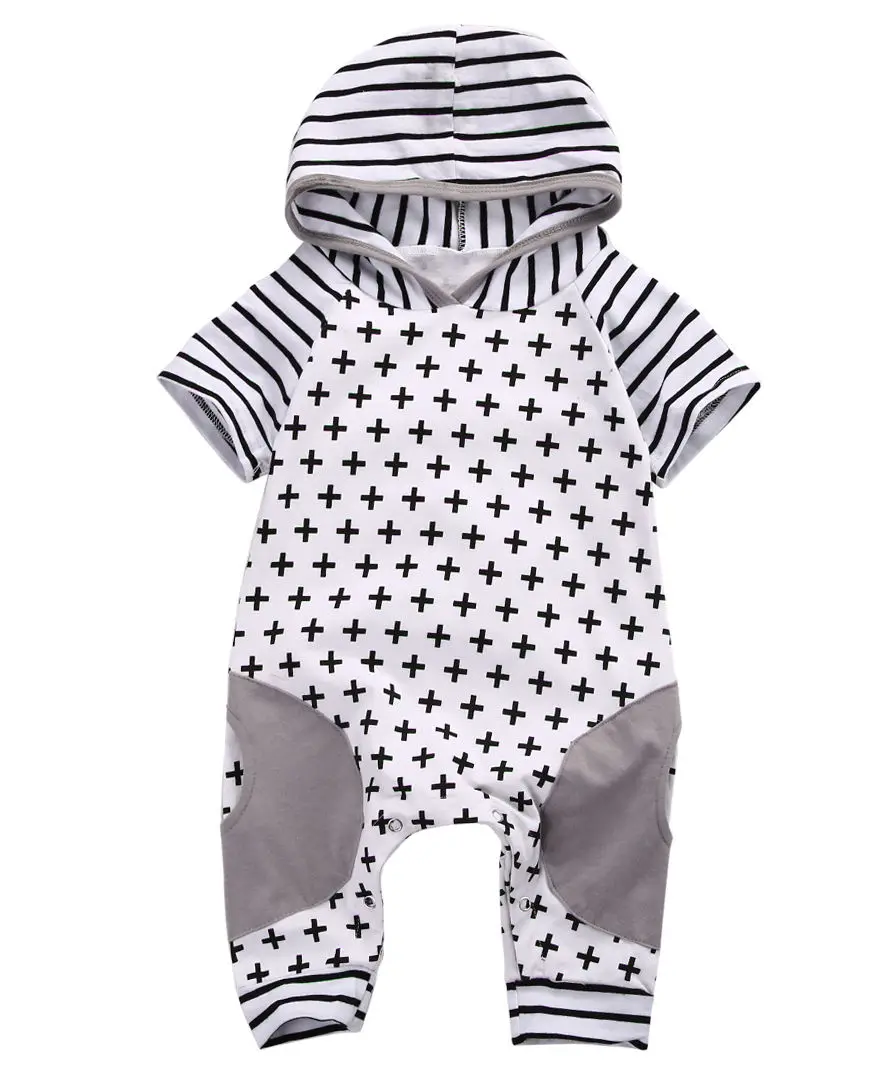 Детский комбинезон с капюшоном коротким рукавом|hooded romper|newborn babycute baby boy clothes |
