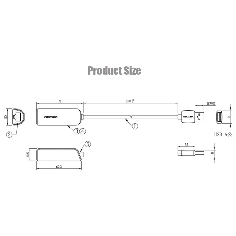 Сетевая карта Vention USB Ethernet 10/100 Мбит/с Rj45 Lan|usb usb|usb usb usbadapter for android |