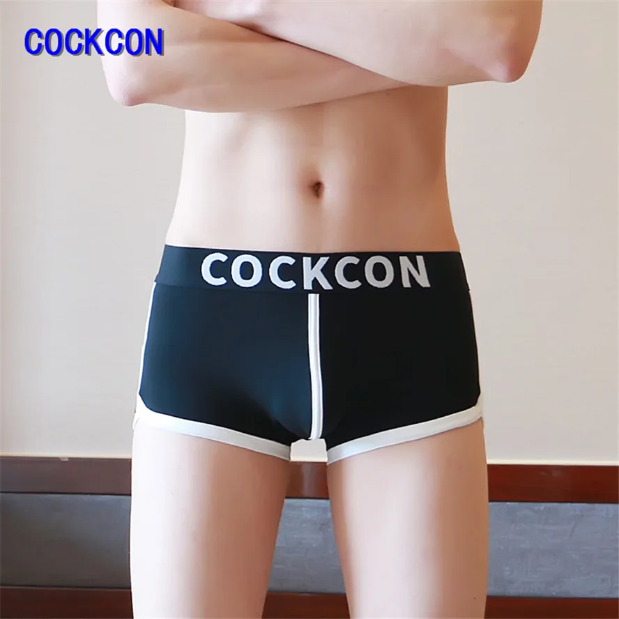 Черный Cockcon хлопковые боксеры мужские шорты Нижнее белье u-выпуклые Боксеры Шорты усиление выпуклости мешочки сексуальные большие мужские Бесшовные трусы мужские - Цвет: Черный