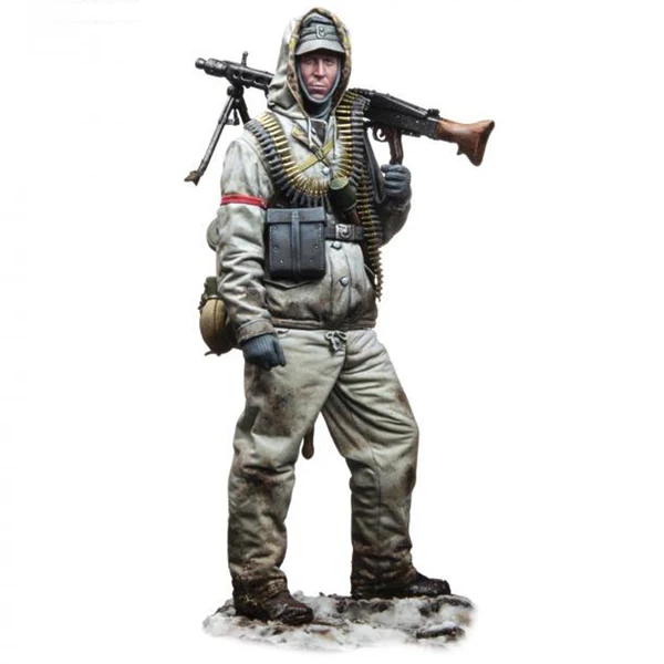 

1/16 resin figure soldier model 120MM machine gunner soldier package gk hand white mode military war 113