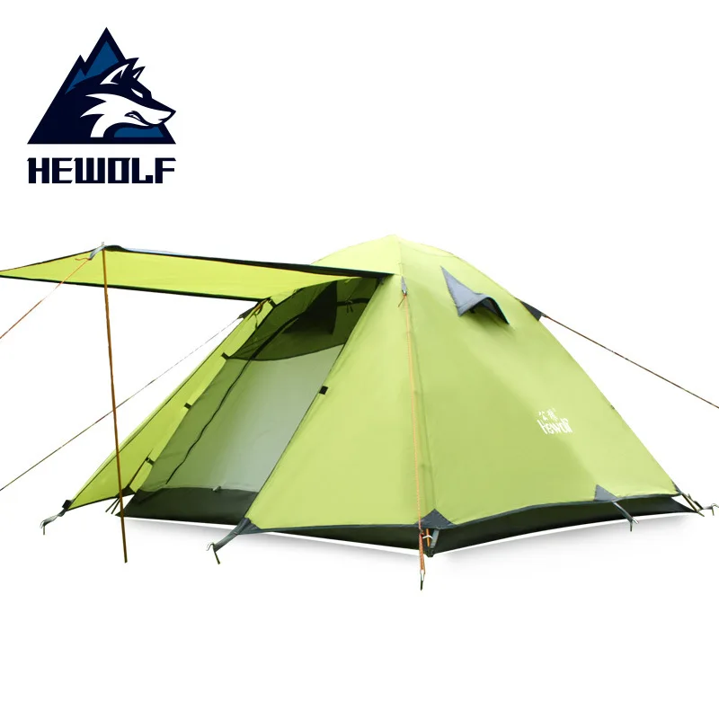 Hewolf 3 Person Aluminum Poles Double Layer Waterproof Windproof Camping Tent Beach Tent Ultralight Barraca