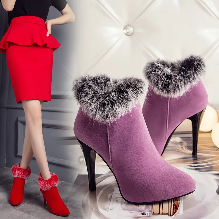Martin boots of new fund 2017 autumn winters is fine with side zipper joker female rabbit hair short | Обувь