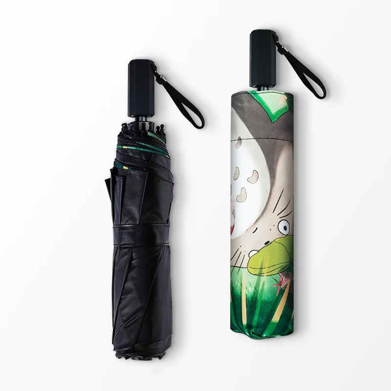 

Black Anime Totoro Oil Painting Umbrella Rain Sun Women Ghibli Parasol Plegable Paraguas Mujer Parapluie Guarda Chuva Totoro
