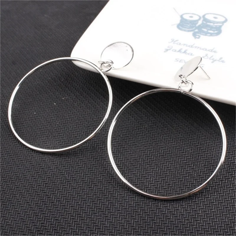 SNUOFO 2018 Fashion Simple Beautiful Personality Temperament Round Gold Silvery Women Drop Earrings European And American Style | Украшения