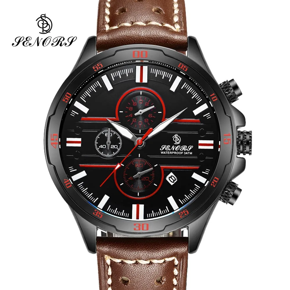 relogio masculino SENORS Mens Watches Top Brand Luxury Fashion Business Quartz Watch Men Sport Steel Waterproof Wristwatches|wristwatch