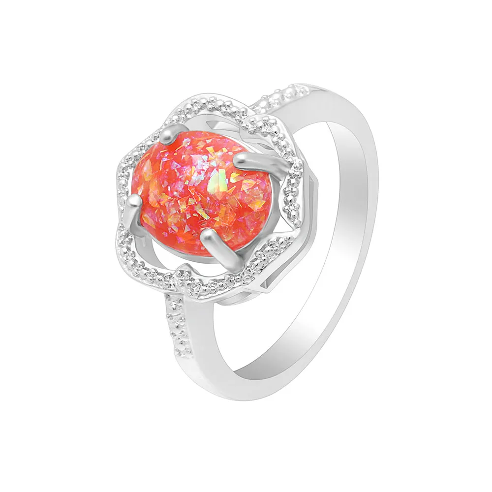 Кольца UFOORO Fire opal дизайнерские серебряные кольца в цветочек уникальные
