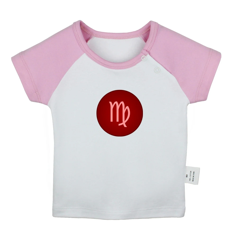 Scorpio Pisces Sagittarius Virgo Capricorn Aquarius Symbol gray pink Newborn Baby T-shirts Toddler Graphic Short sleeve Tee Tops | Детская