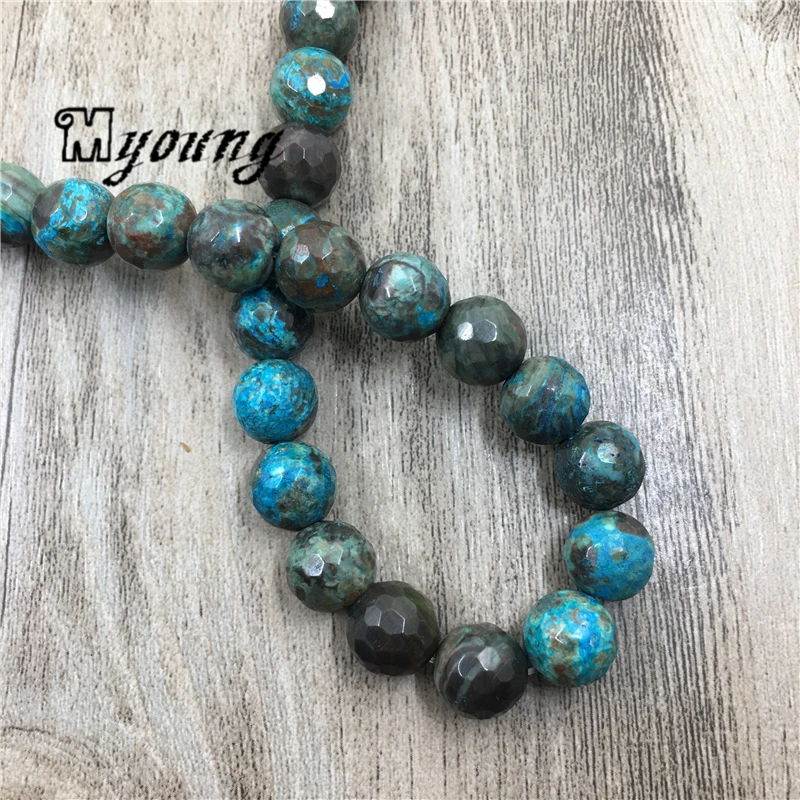 Граненый круглый морской синий океан Jaspers бусины осадочные Агаты для DIY