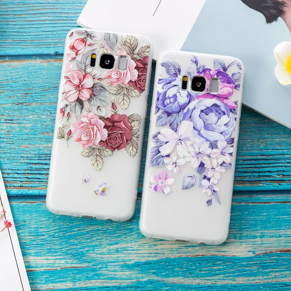 Красный Фиолетовый чехол с цветком розы для iPhone X XR XS Max 5 5S SE 6 6S Plus Мягкий из ТПУ 7 8 11