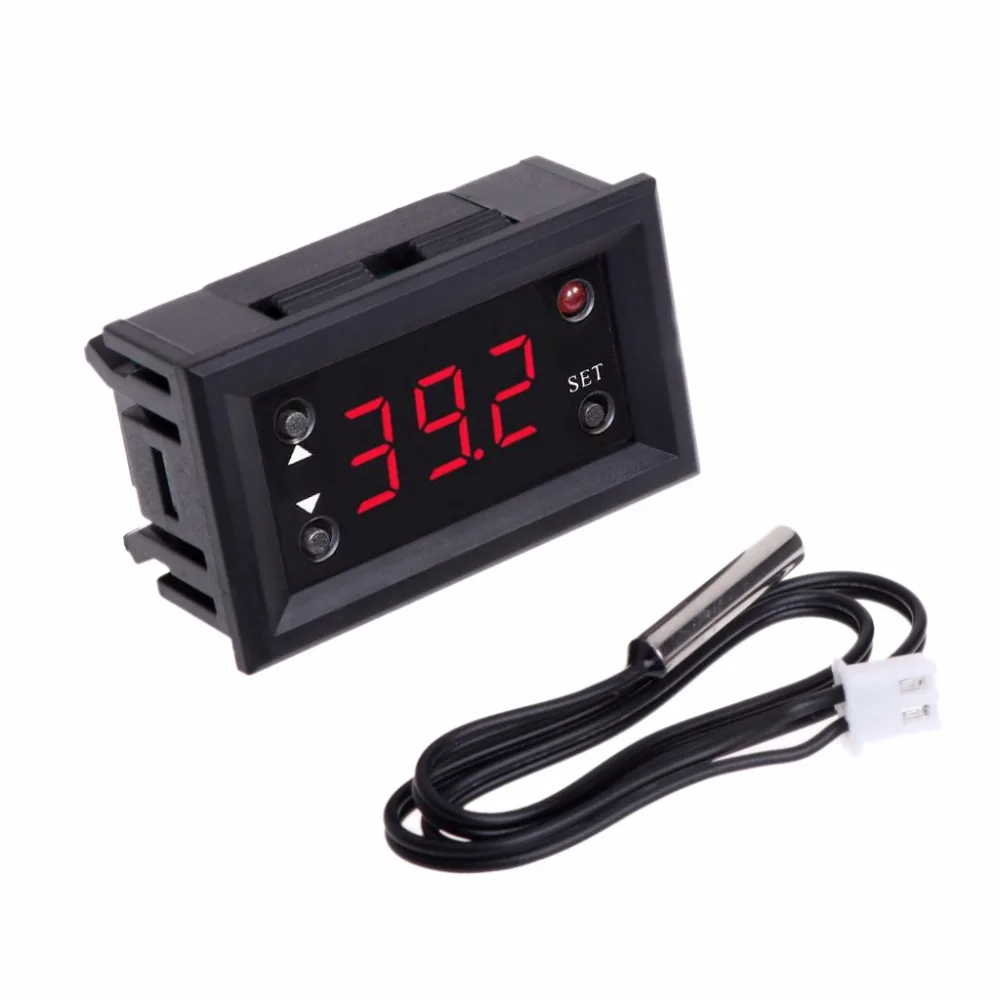 

W1218 Digital Thermostat DC 12V Temperature Controller For Incubator With Probe Red