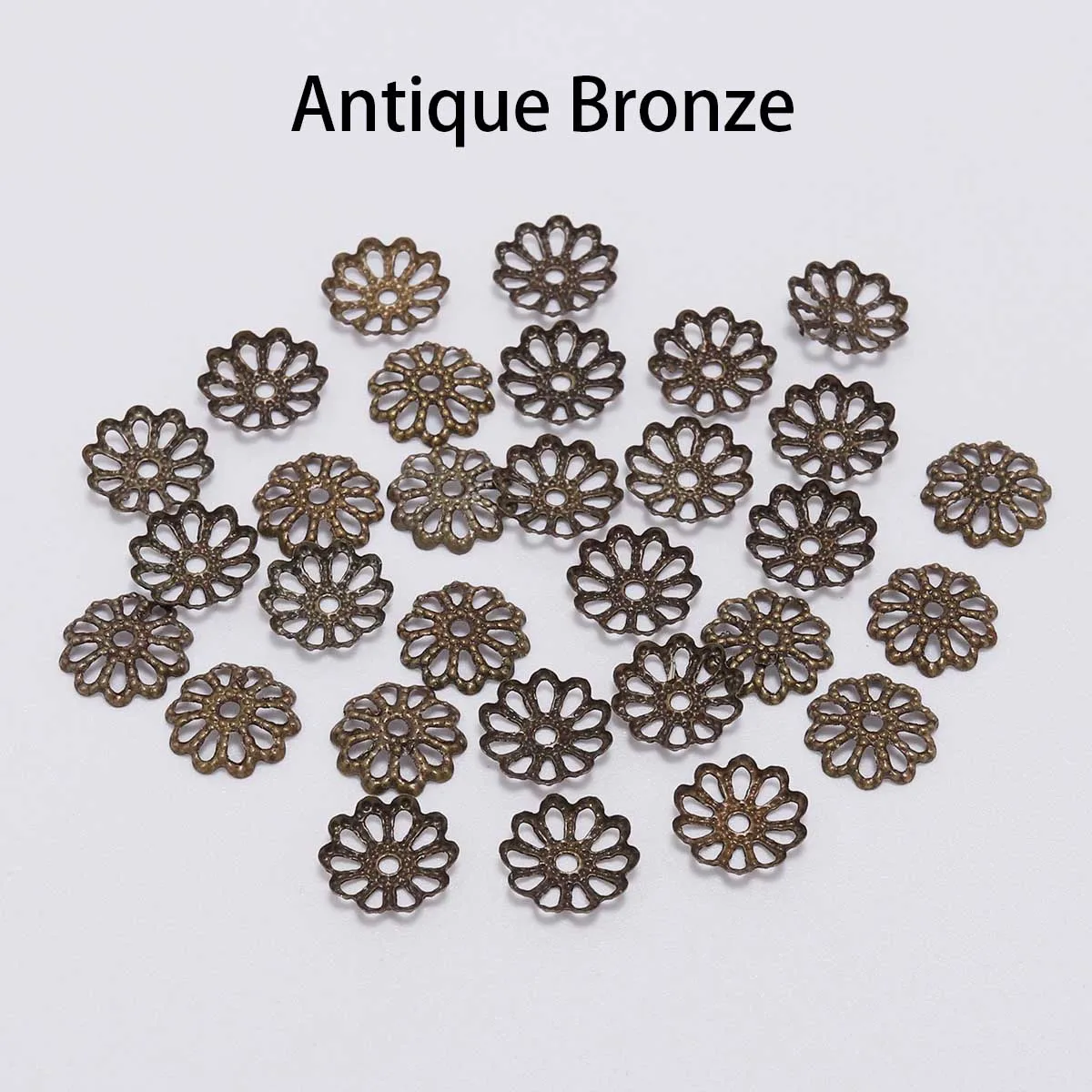Antique bronze 200 шт. 7 9 мм цвет серебристый, Золотой юбка с цветочными лепестками и шапки оптом распорка Подвески биссерных колпачков для изготовления ювелирных изделий Аксессуары Сделай Сам - Цвет: Antique bronze