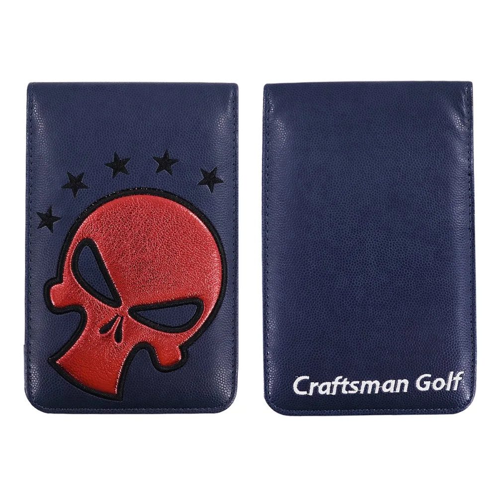 Craftsman синий/красный череп кожаный Гольф Scorecard/Yardage Обложка для книги 6," x 4"