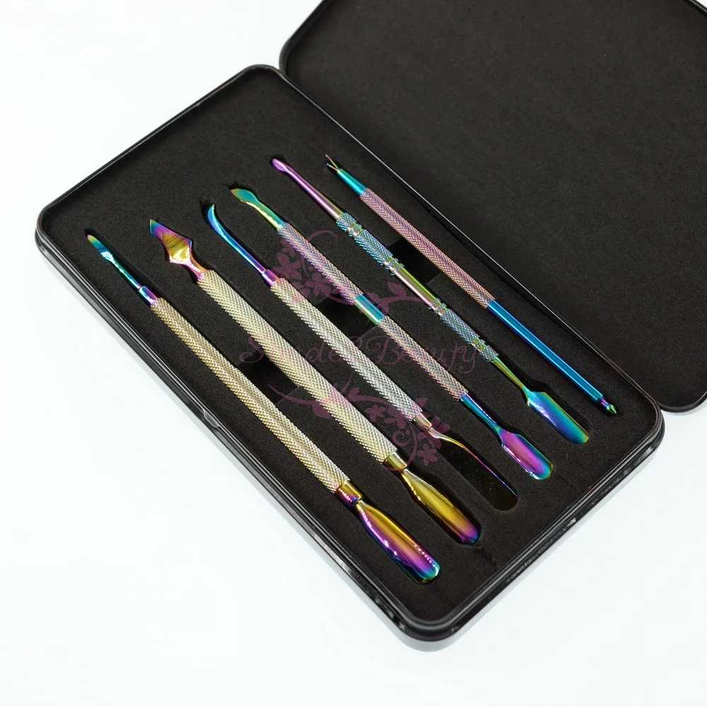 1 комплект 6 шт. ухода за ногтями кутикулы Ложка толкатель удаляет мертвую кожу