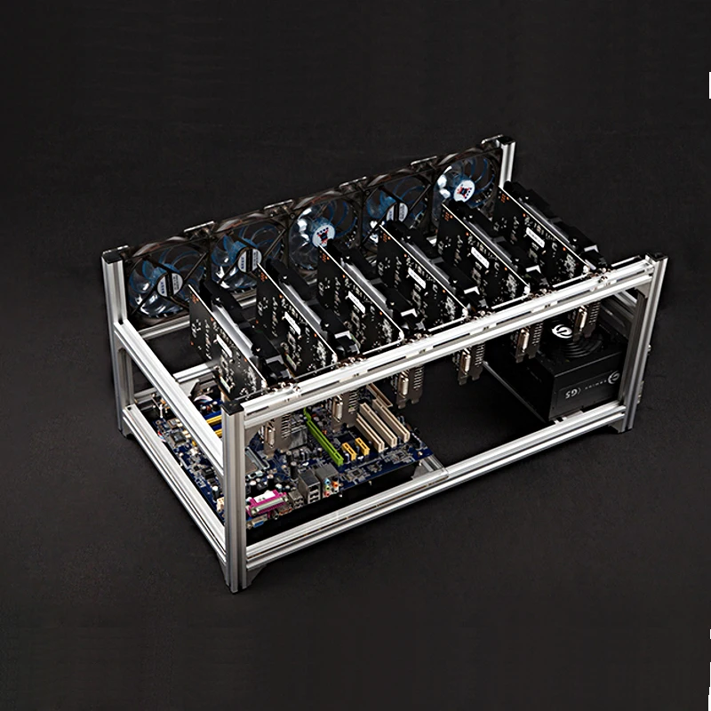 Чехол для компьютера для 6 GPU с корпусом, поддержка GTX 1080 ti 1070 1060 1050 P106, вентилятор видеокарты, 2 источника питания