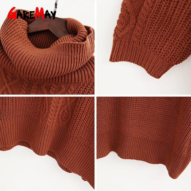 Turtleneck Women Sweater Oversized Jumpers Ladies Women's Winter Pullover Knitted Oversize Sweaters | Женская одежда