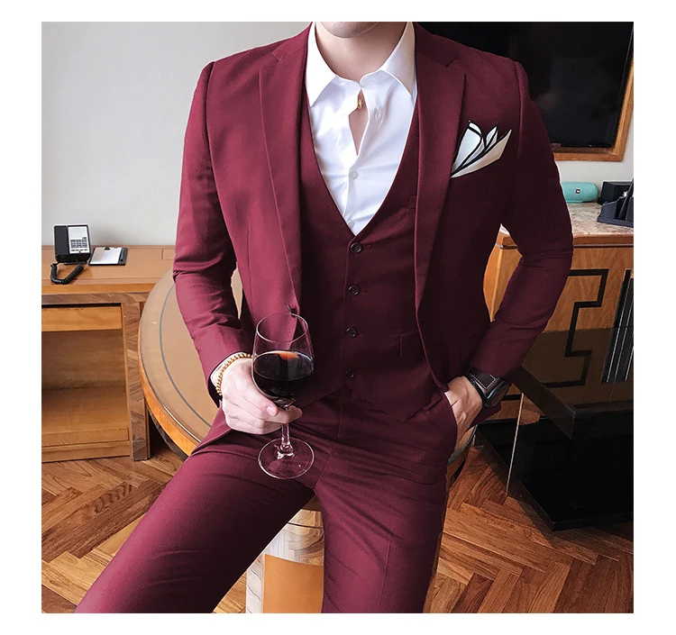 slim fit male 3 piece suits wedding dress Men's Business Casual jacket Wedding Prom Dinner Gown Wear Suits Groomsman tuxedos