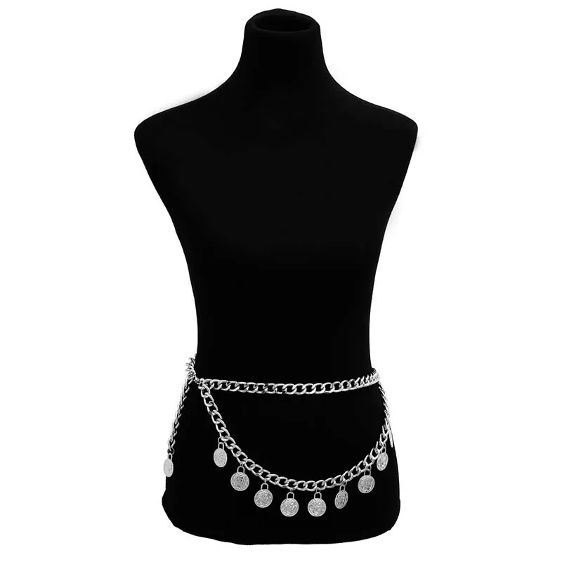 Style08 Silver Новые дизайнерские цвета: золотистый, Серебристый; женские свадебные туфли на тонком металлическом узкие Высокая талия ремень цепочка богемных дам монета с бахромой, с кисточками Ремни для женское платье Cinto - Цвет: Style08 Silver