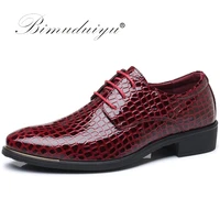 bimuduiyu crocodile pattern leather mens wedding shoes italian dress shoes men business fashion formal shoes plus size
