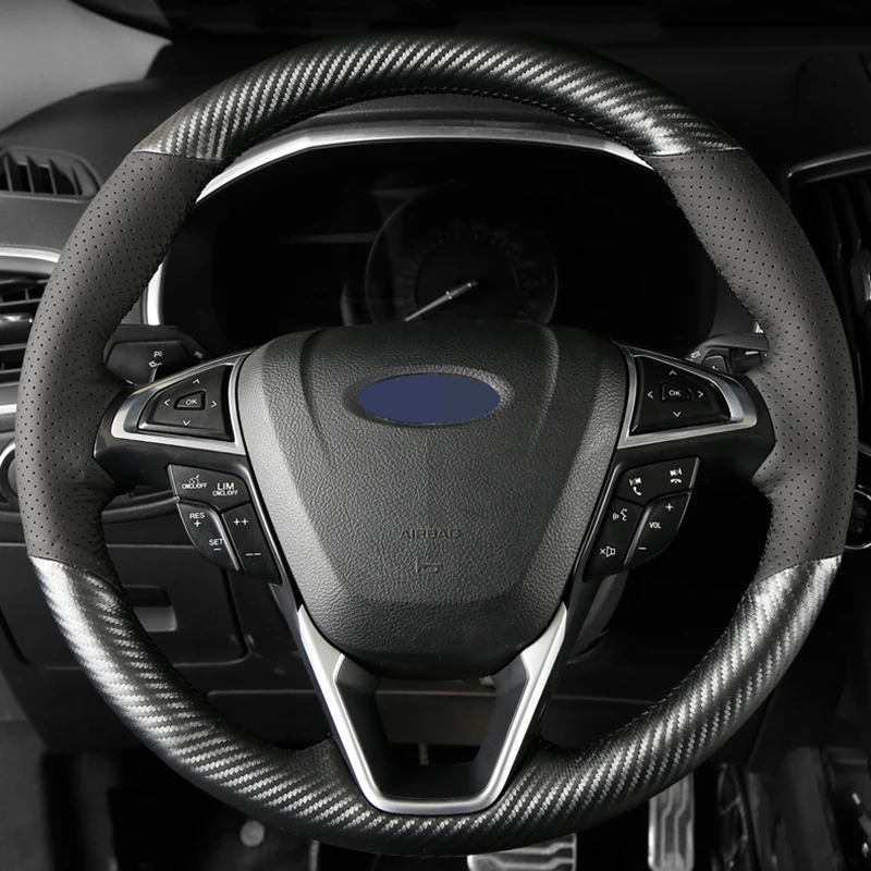 GKMHiR DIY черный кожаный чехол рулевого колеса автомобиля из углеродного волокна