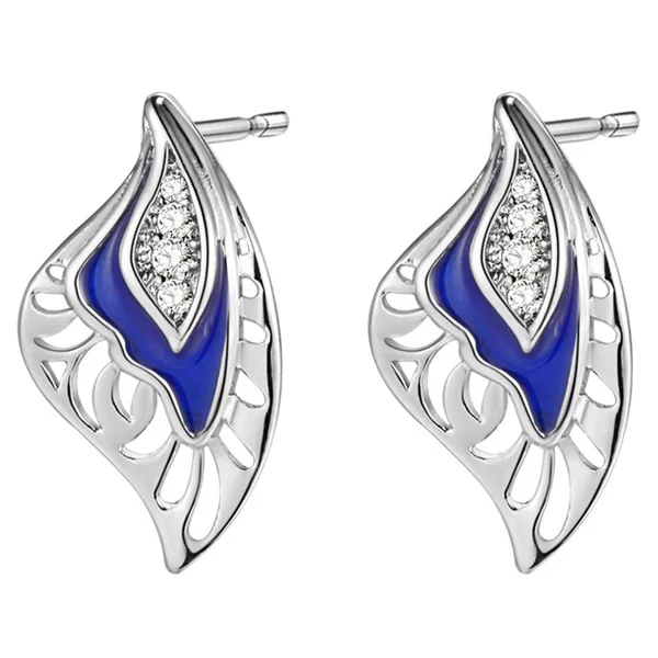 earrings necklace Rhodium plated set 925 Sterling Silver Earrings Necklace NEW crystal leaf silver | Украшения и аксессуары