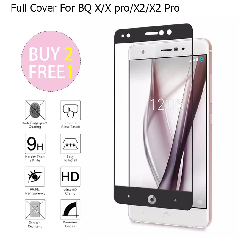 Full Cover Tempered Glass Case For BQ Aquaris X / X2 Pro Coque Screen Protector 2 Buy2 Free1 |