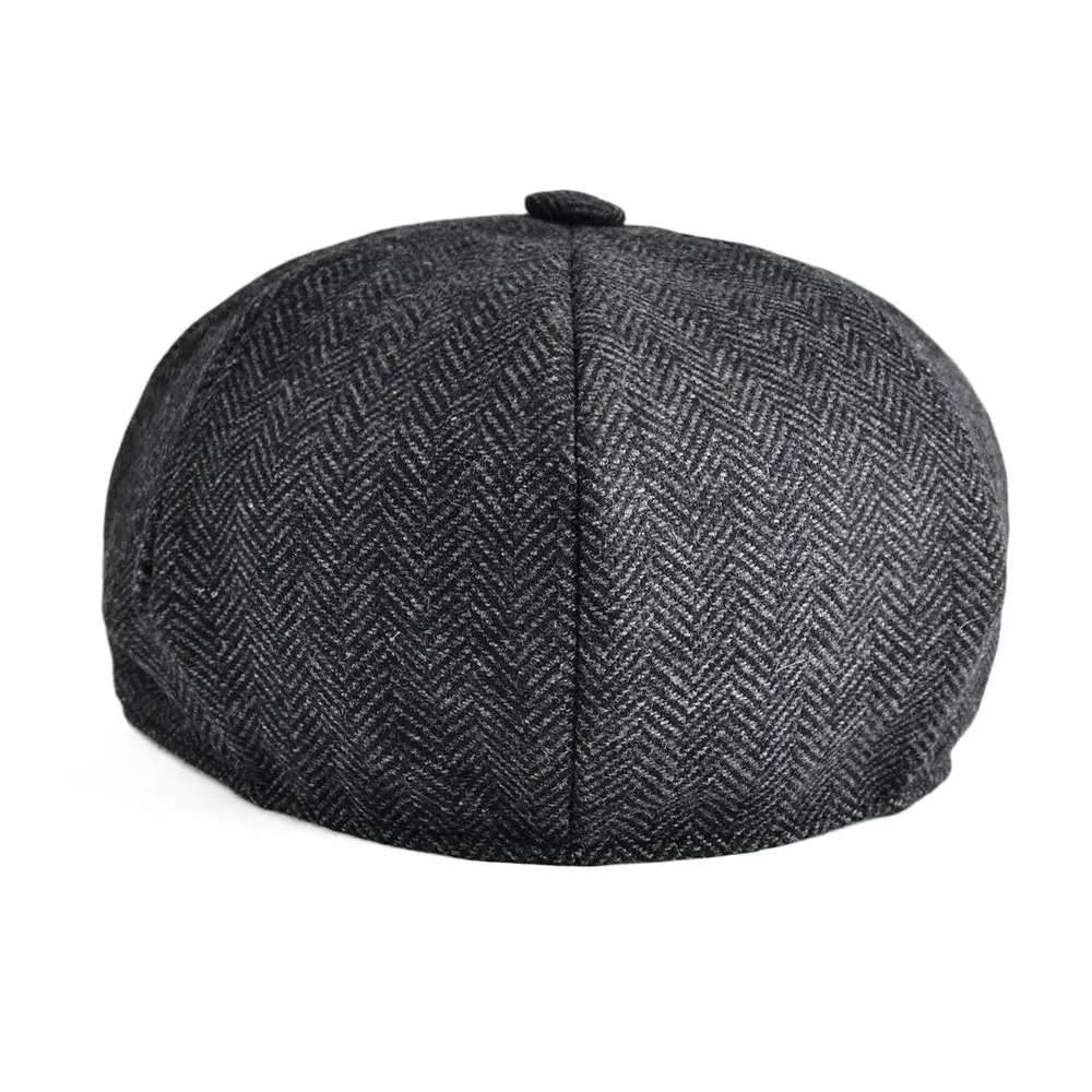 VOBOOM полушерстяные из твида с закруглёнными краями и пуговицей сверху Кепки