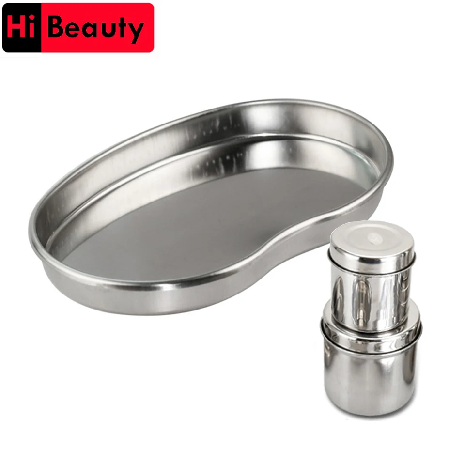 

3pcs/lot Stainless Steel Kidney Shaped Sterilized Medical Dental Surgical Cosmetic Makeup Tray Jar Pot Container Bottle Tool Set