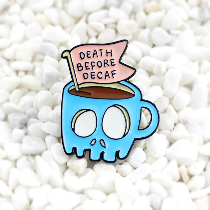Кофейная чашка со скелетом эмалированная игла мультяшная синяя смерти значок