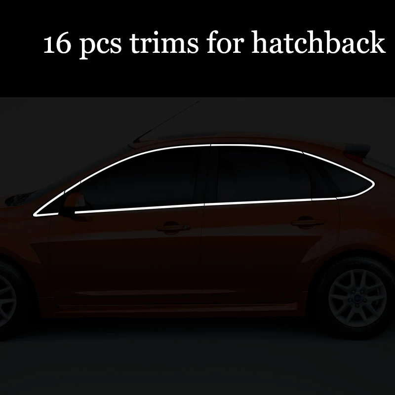 Lsrtw2017 304 нержавеющая сталь окна автомобиля планки для ford focus 2004 2005 2006 2007 2008 2009 2010 Фокус mk2 - Название цвета: 16 pcs hatchback