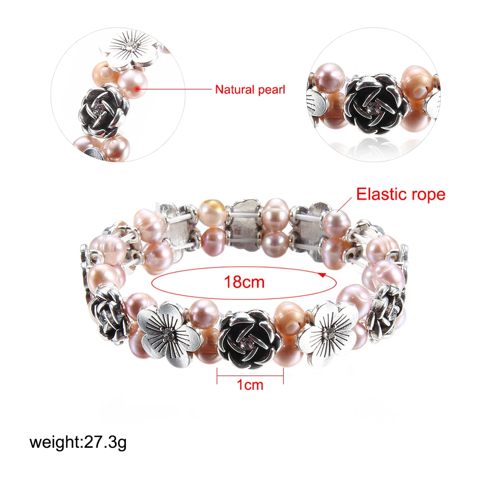 Красивый модный браслет из натурального жемчуга пресноводного и бусин