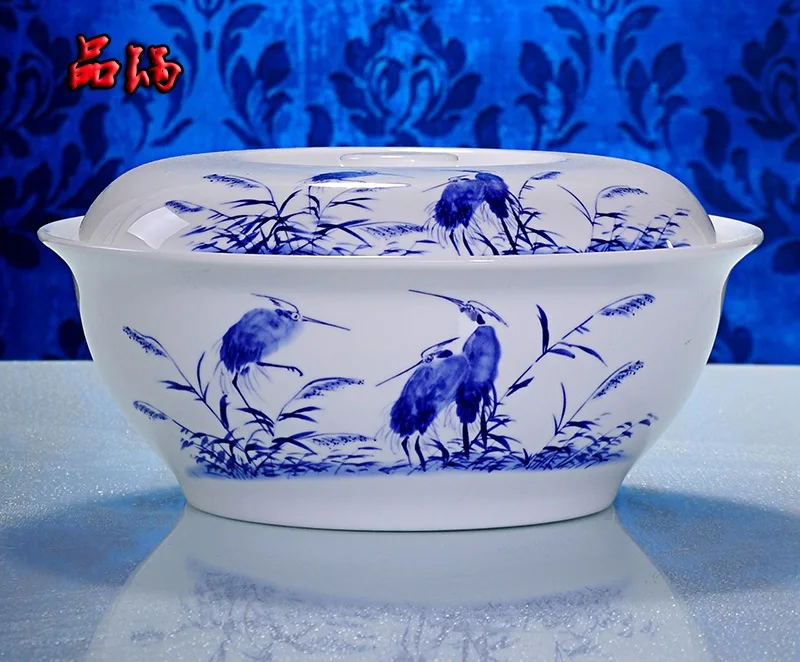 

Dish Set Korean style blue and white porcelain Jingdezhen tableware suit 56 pieces bone china tableware bowl gift giving