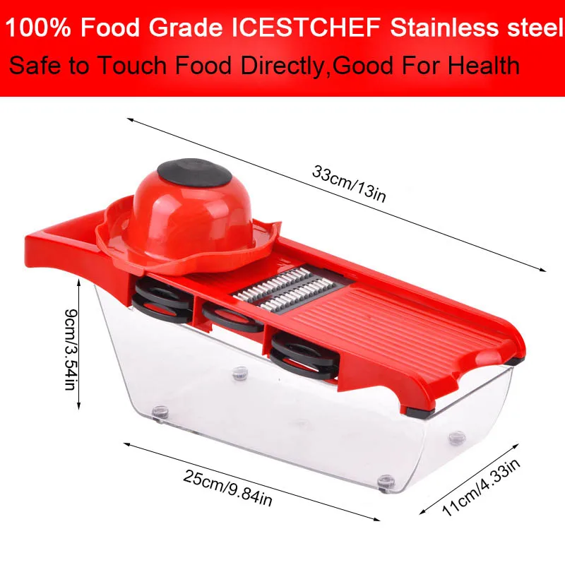 ICESTCHEF овощерезка со стальным лезвием мандолин ломтерка для картофеля терка