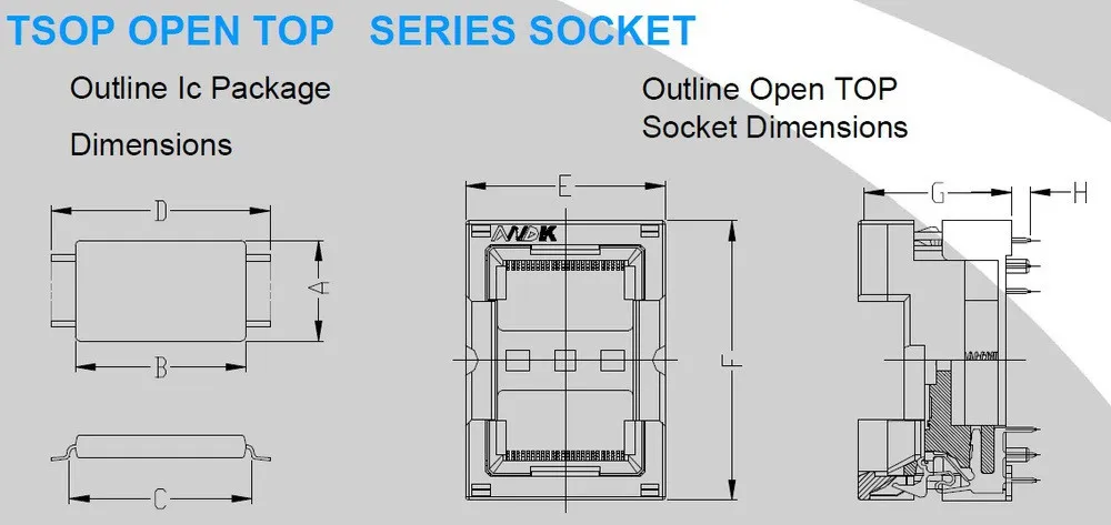 ECU TSOP56 Программирование разъем шаг 0,5 мм Чип Размер 14 x18mm Открытый Топ IC тестовое гнездо флэш-адаптер