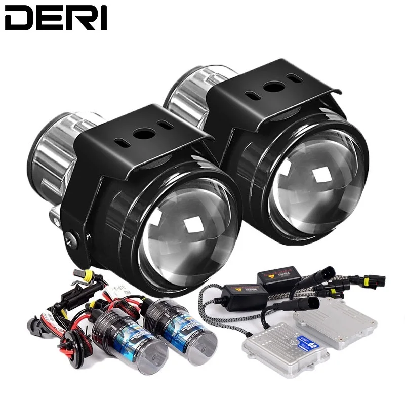 2,5 дюймов HID Bi-xenon противотуманный светильник s металлический проектор Объектив дальнего света модифицированный автомобиль мотоцикл H11 55 Вт ксеноновый балласт противотуманный светильник