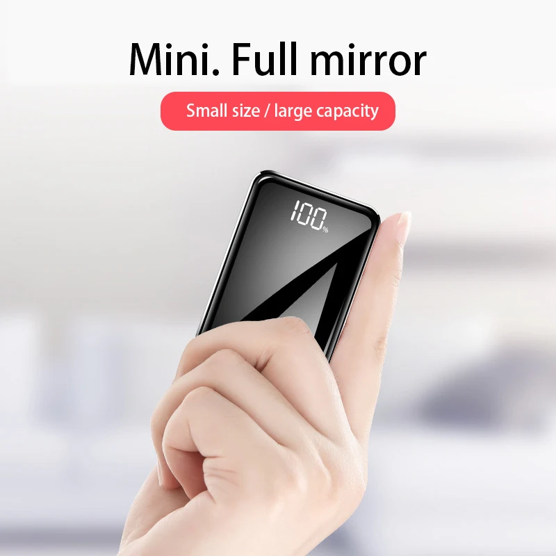 Mobile Phone Portable Charger Power Bank 20000mAh Mirror Screen Mini PowerBank External Battery For Smart Tablet Poverbank | Мобильные