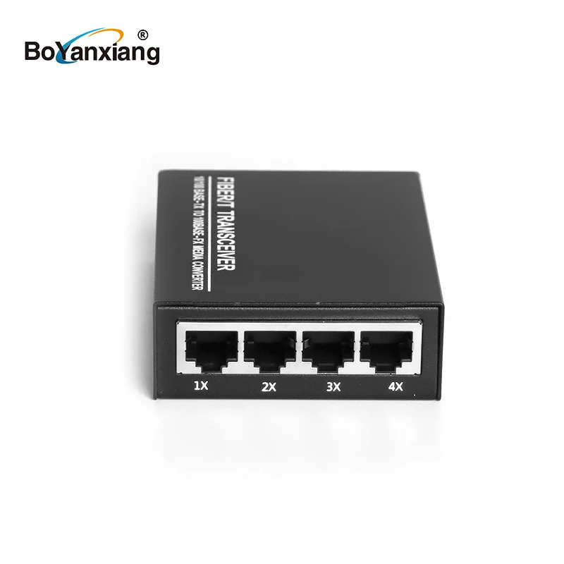 100M 1Light 4 Ports Fiber Transceiver Simplex Mode Media Converter Ethernet Switch Optical Optic | Мобильные телефоны и