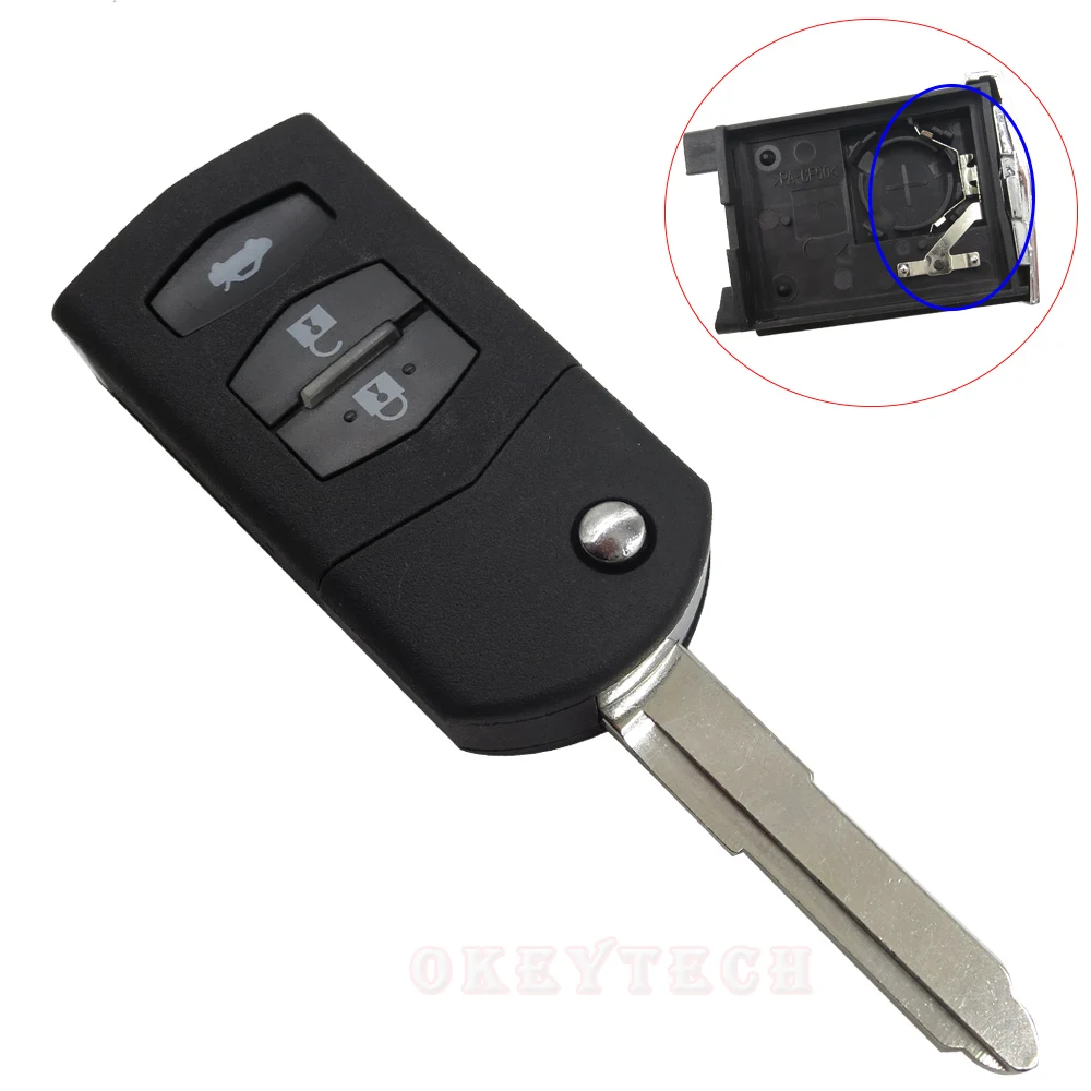 OkeyTech 3 кнопки дистанционного автомобиля Флип ключ корпус чехол для Mazda 2 3 5 6 Rx8 Mx5 Atenza Замена FOB крышка
