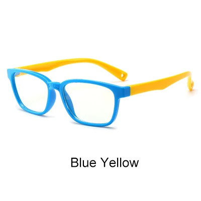 Blue Yellow Ralferty, Детские квадратные очки, анти-синие блокирующие компьютерные очки, оправа для детей, для мальчиков и девочек, TR90, гибкие оправы для очков A008 - Цвет оправы: Blue Yellow