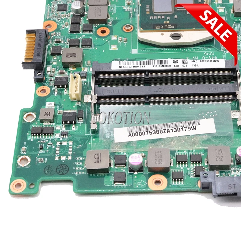 NOKOTION материнская плата для ноутбука TOSHIBA Satellite L655 L650 A000075380 31BL6MB0000 DA0BL6MB6G1 материнская плата HM55 DDR3 Бесплатный процессор