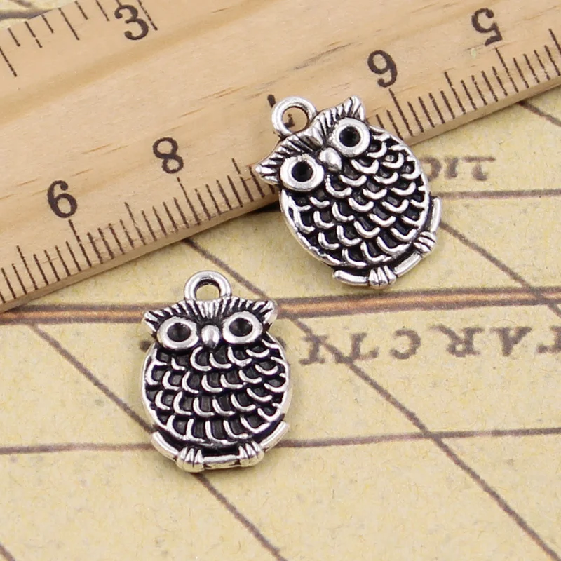 

15pcs Charms Lovely Owl 18x13mm Tibetan Bronze Silver Color Pendants Crafts Making Findings Handmade Antique Jewelry DIY
