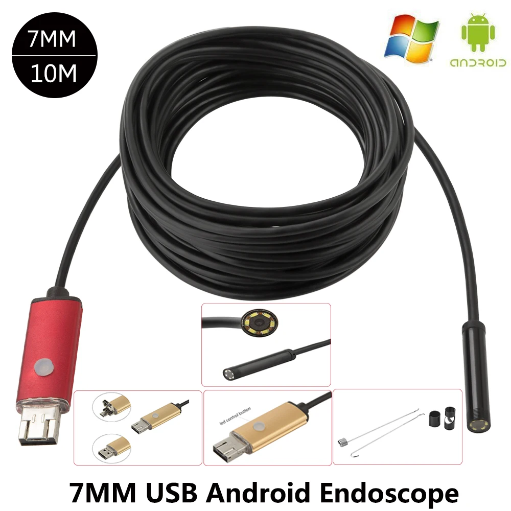 Эндоскоп JCWHCAM 2 в 1 микро USB эндоскоп для телефонов Android и ПК диаметр 7 мм 6
